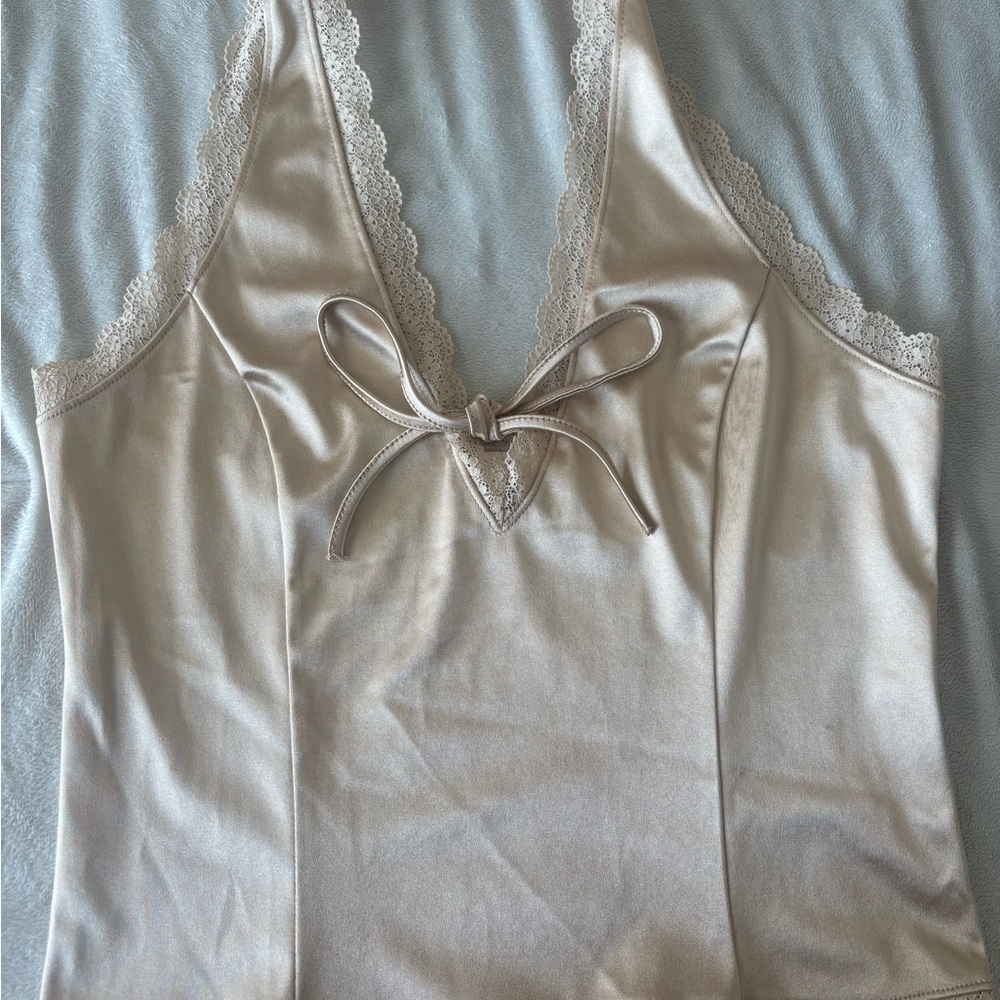 Elegant Cream Lace Trim Cami Top